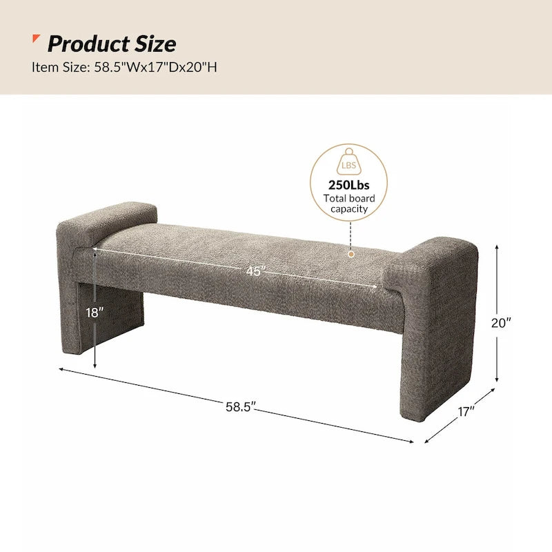 Banc de chambre tapissé Roland par HULALA HOME