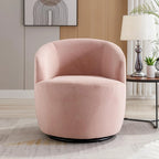 Fauteuil pivotant d'appoint en tissu velours avec anneau métallique thermolaqué