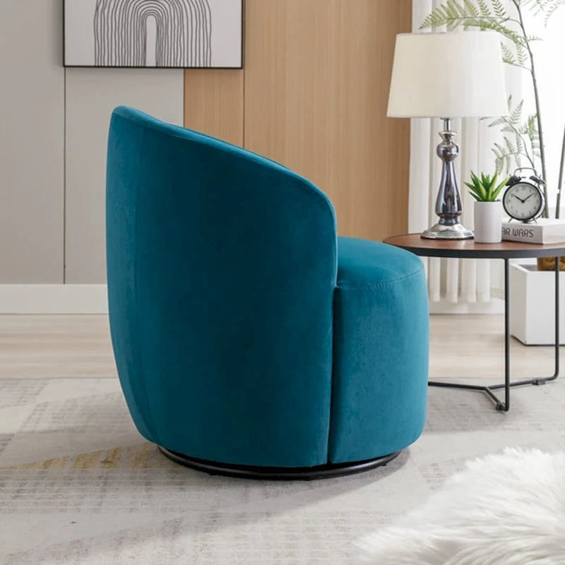 Fauteuil pivotant d'appoint en tissu velours avec anneau métallique thermolaqué