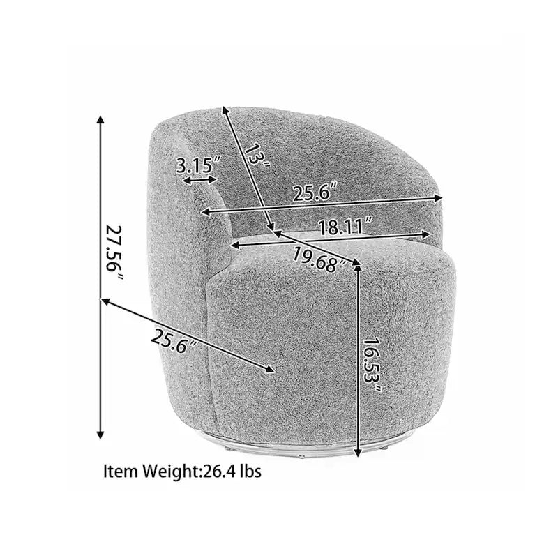 Fauteuil pivotant d'appoint en tissu velours avec anneau métallique thermolaqué