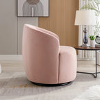 Fauteuil pivotant d'appoint en tissu velours avec anneau métallique thermolaqué