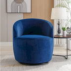 Fauteuil pivotant d'appoint en tissu velours avec anneau métallique thermolaqué