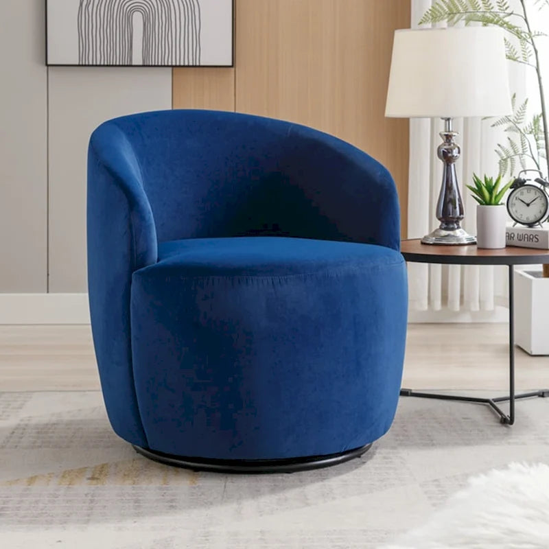 Fauteuil pivotant d'appoint en tissu velours avec anneau métallique thermolaqué