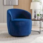 Fauteuil pivotant d'appoint en tissu velours avec anneau métallique thermolaqué