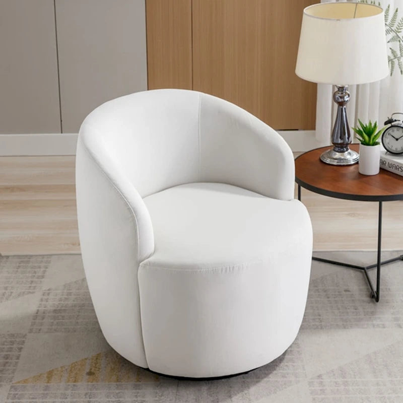 Fauteuil pivotant d'appoint en tissu velours avec anneau métallique thermolaqué