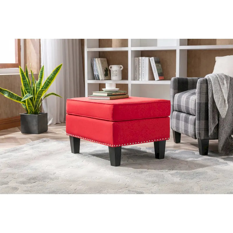 Repose-pieds/Ottoman d'appoint en tissu gris, une place