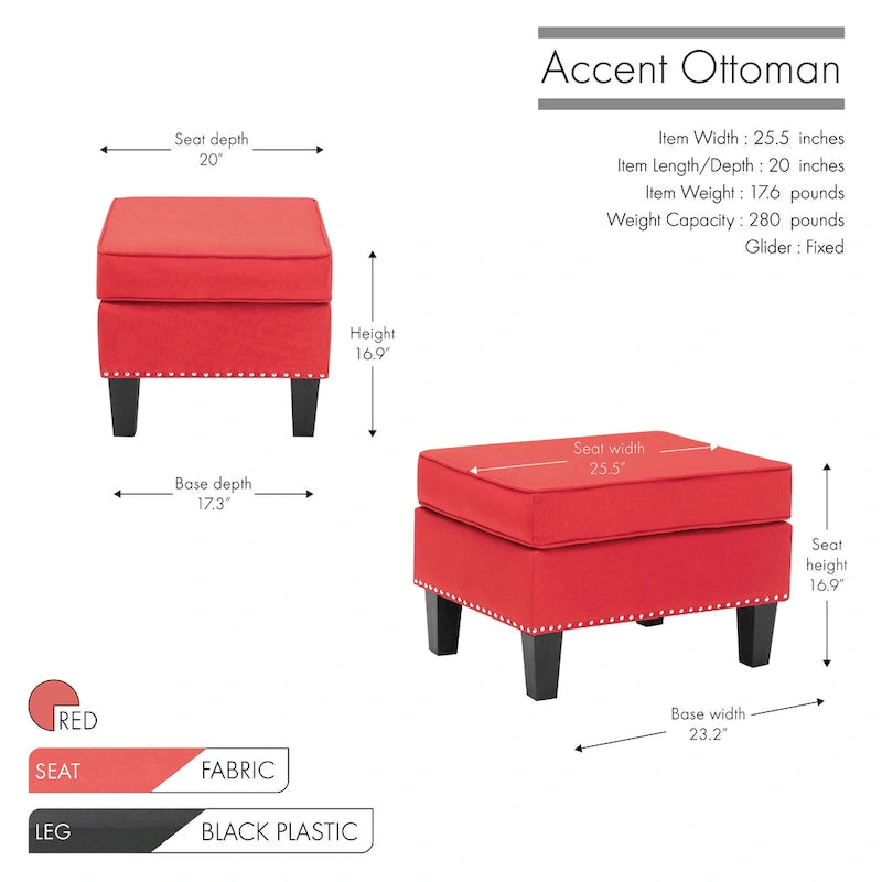 Repose-pieds/Ottoman d'appoint en tissu gris, une place