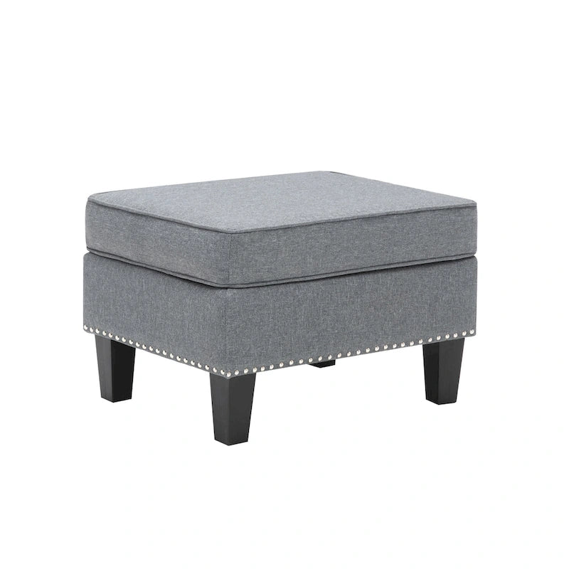 Repose-pieds/Ottoman d'appoint en tissu gris, une place