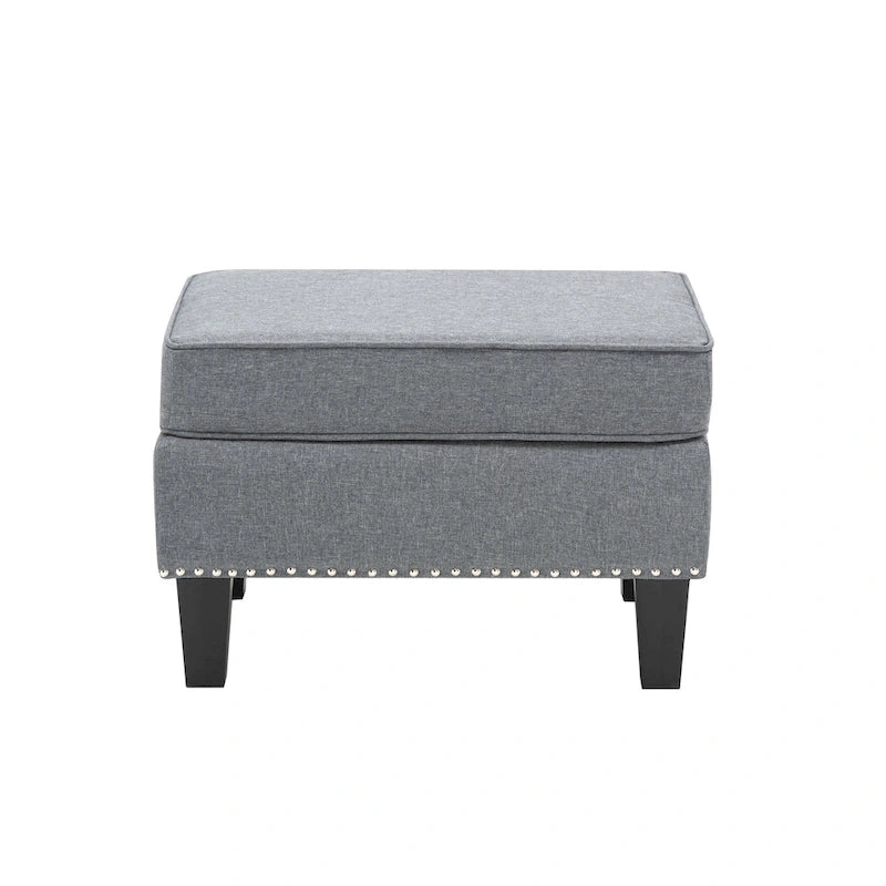 Repose-pieds/Ottoman d'appoint en tissu gris, une place