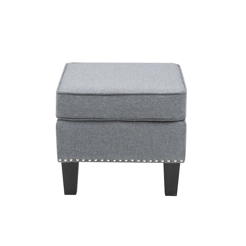 Repose-pieds/Ottoman d'appoint en tissu gris, une place