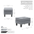 Repose-pieds/Ottoman d'appoint en tissu gris, une place