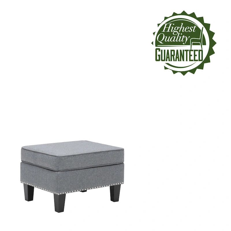 Repose-pieds/Ottoman d'appoint en tissu gris, une place