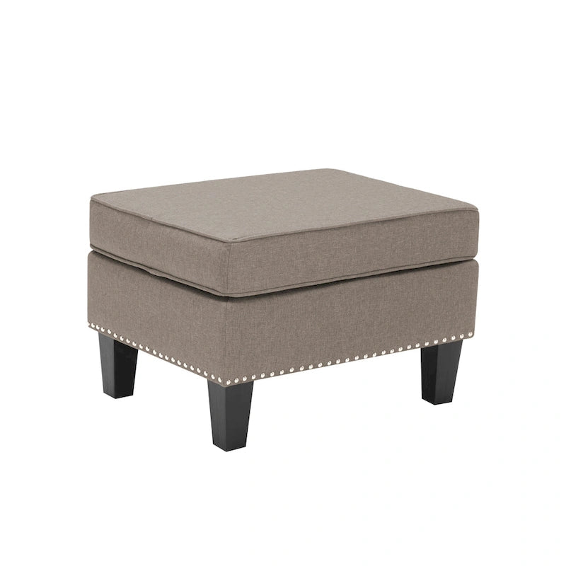 Repose-pieds/Ottoman d'appoint en tissu gris, une place