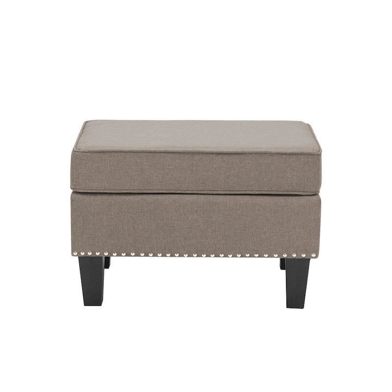 Repose-pieds/Ottoman d'appoint en tissu gris, une place