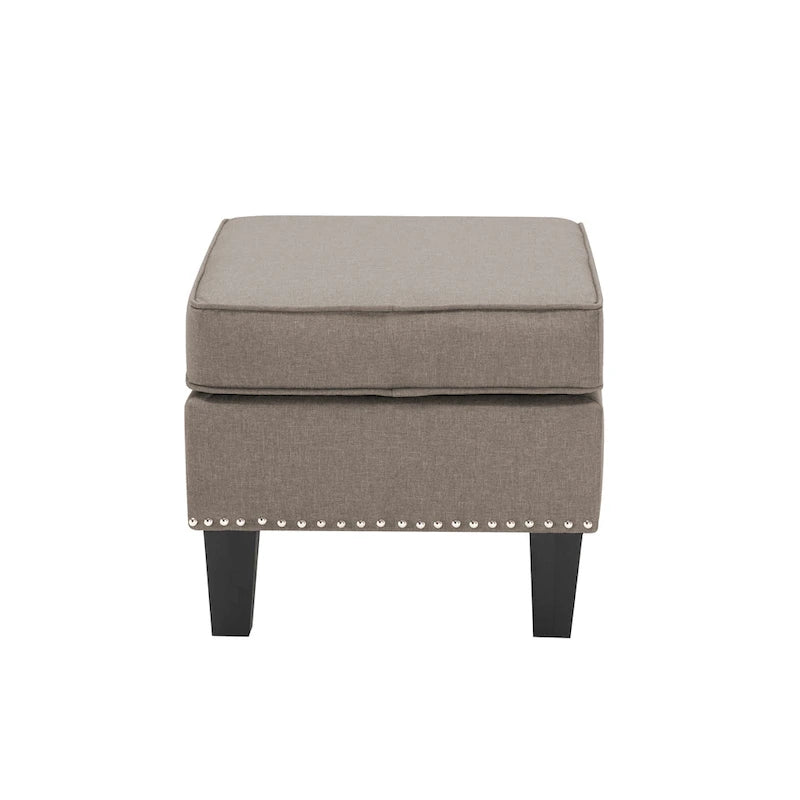 Repose-pieds/Ottoman d'appoint en tissu gris, une place