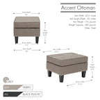 Repose-pieds/Ottoman d'appoint en tissu gris, une place