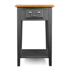 Table d'appoint carrée à un tiroir et étagère inférieure chêne moyen / noir ardoise / blanc
