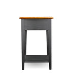 Table d'appoint carrée à un tiroir et étagère inférieure chêne moyen / noir ardoise / blanc