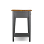 Table d'appoint carrée à un tiroir et étagère inférieure chêne moyen / noir ardoise / blanc