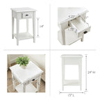 Table d'appoint carrée à un tiroir et étagère inférieure chêne moyen / noir ardoise / blanc