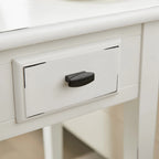 Table d'appoint carrée à un tiroir et étagère inférieure chêne moyen / noir ardoise / blanc