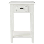 Table d'appoint carrée à un tiroir et étagère inférieure chêne moyen / noir ardoise / blanc