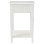 Table d'appoint carrée à un tiroir et étagère inférieure chêne moyen / noir ardoise / blanc