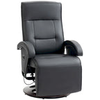 Fauteuil inclinable HOMCOM en PU avec repose-pieds, chaise longue avec dossier réglable à 135°, base pivotante en bois