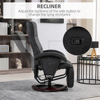 Fauteuil inclinable HOMCOM en PU avec repose-pieds, chaise longue avec dossier réglable à 135°, base pivotante en bois