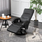 Fauteuil inclinable HOMCOM en PU avec repose-pieds, chaise longue avec dossier réglable à 135°, base pivotante en bois
