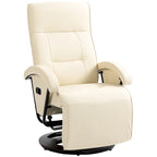 Fauteuil inclinable HOMCOM en PU avec repose-pieds, chaise longue avec dossier réglable à 135°, base pivotante en bois