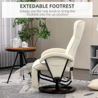 Fauteuil inclinable HOMCOM en PU avec repose-pieds, chaise longue avec dossier réglable à 135°, base pivotante en bois