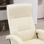 Fauteuil inclinable HOMCOM en PU avec repose-pieds, chaise longue avec dossier réglable à 135°, base pivotante en bois