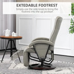 Fauteuil inclinable HOMCOM en PU avec repose-pieds, chaise longue avec dossier réglable à 135°, base pivotante en bois