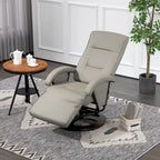 Fauteuil inclinable HOMCOM en PU avec repose-pieds, chaise longue avec dossier réglable à 135°, base pivotante en bois