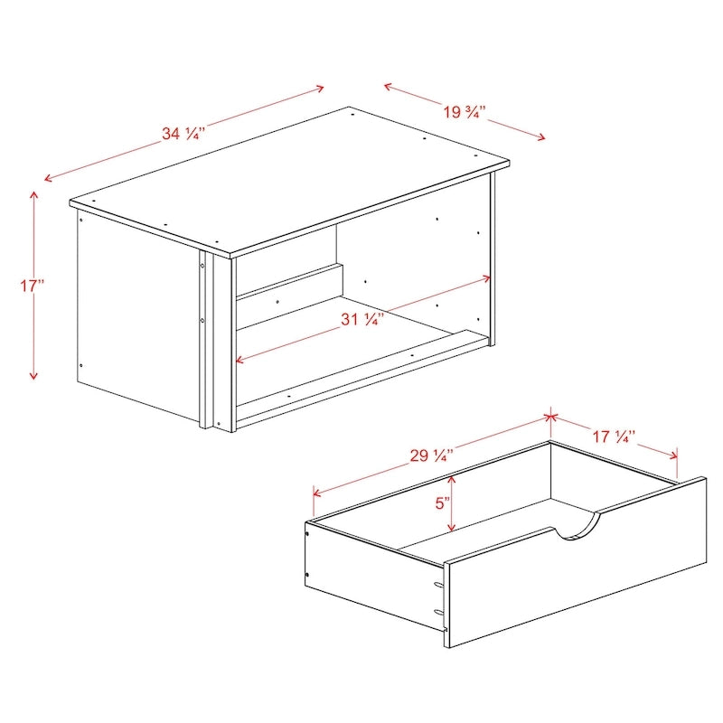 Palace Imports Commode de rangement interne à 2 tiroirs en bois massif pour armoires Kyle