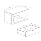 Palace Imports Commode de rangement interne à 2 tiroirs en bois massif pour armoires Kyle