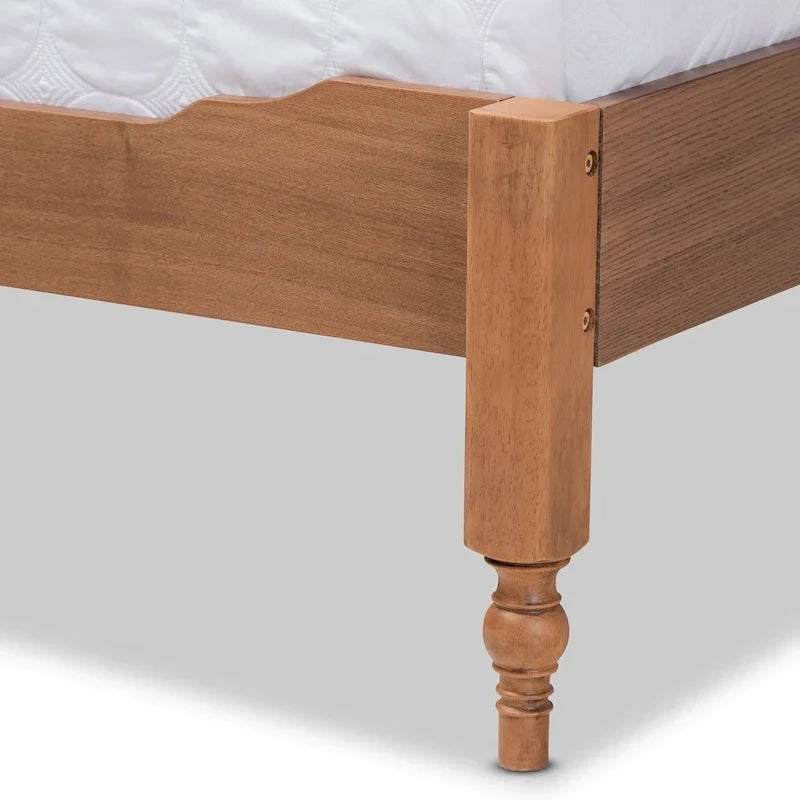 Lit plateforme de rangement transitionnel avec étagères de tête de lit couleur noyer et frêne – lit double/grand lit/très grand lit