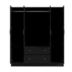 Armoire autoportante blanc / brun foncé avec miroir, 4 portes 2 tiroirs, pour 1 personne