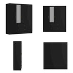 Armoire autoportante blanc / brun foncé avec miroir, 4 portes 2 tiroirs, pour 1 personne