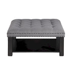 Pouf de cocktail capitonné en lin transitionnel avec clous décoratifs et rangement par Furniture of America