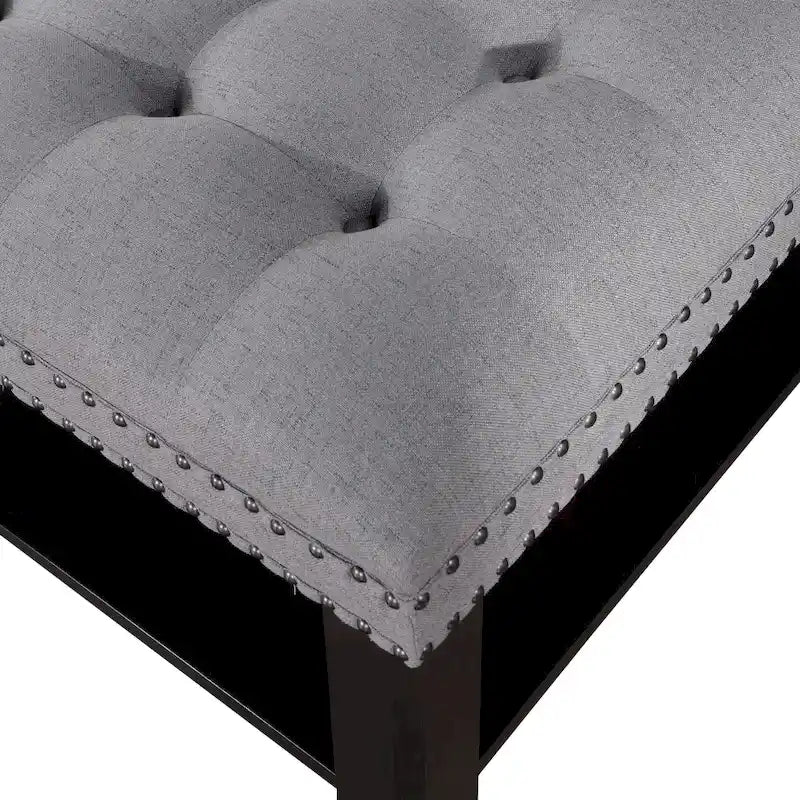 Pouf de cocktail capitonné en lin transitionnel avec clous décoratifs et rangement par Furniture of America