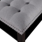 Pouf de cocktail capitonné en lin transitionnel avec clous décoratifs et rangement par Furniture of America