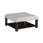 Pouf de cocktail capitonné en lin transitionnel avec clous décoratifs et rangement par Furniture of America