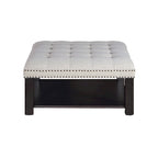 Pouf de cocktail capitonné en lin transitionnel avec clous décoratifs et rangement par Furniture of America
