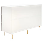 Commode 6 tiroirs Noyer et Blanc, style Mid-Century Moderne