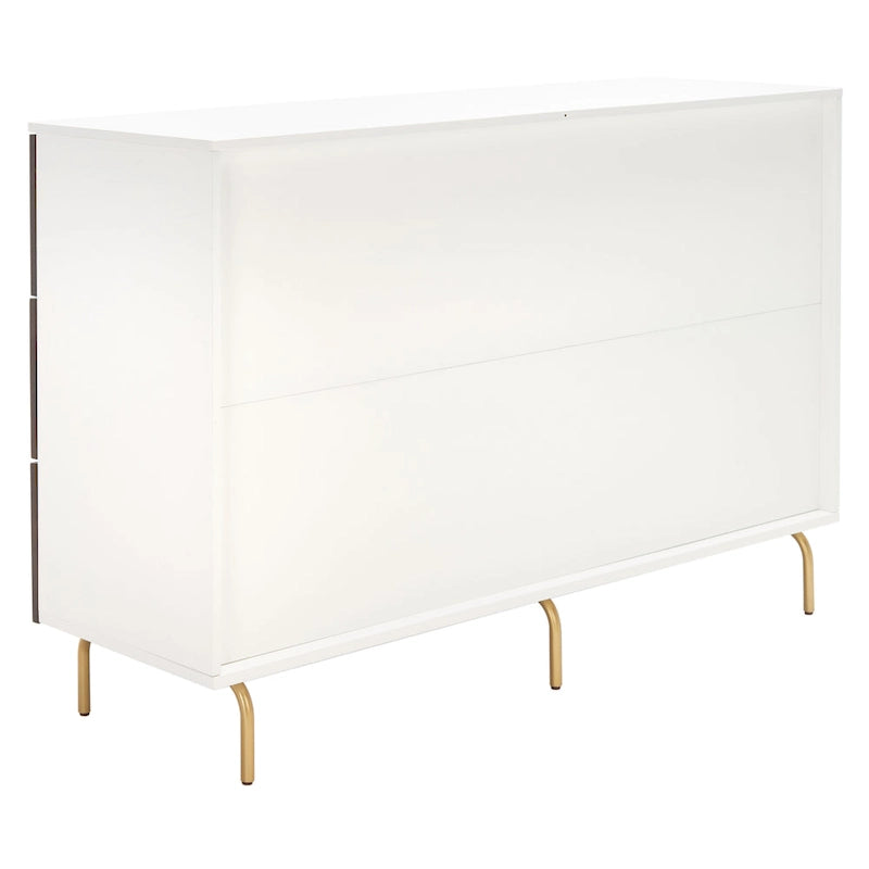 Commode 6 tiroirs Noyer et Blanc, style Mid-Century Moderne