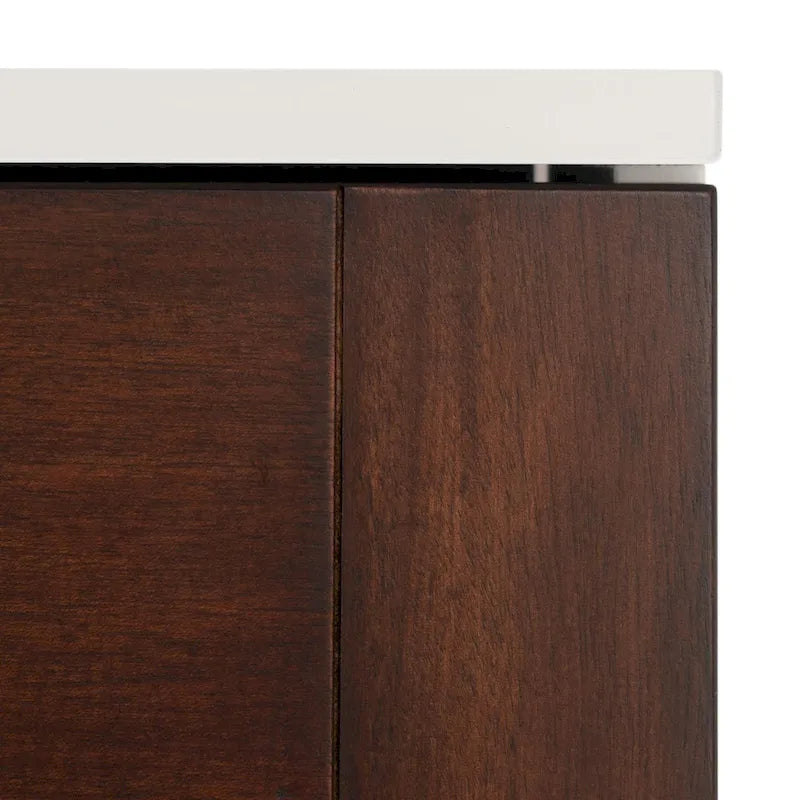 Commode 6 tiroirs Noyer et Blanc, style Mid-Century Moderne