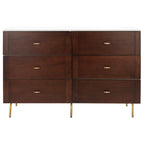 Commode 6 tiroirs Noyer et Blanc, style Mid-Century Moderne