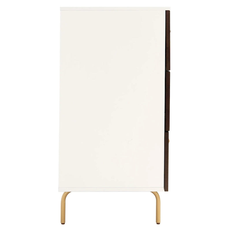 Commode 6 tiroirs Noyer et Blanc, style Mid-Century Moderne